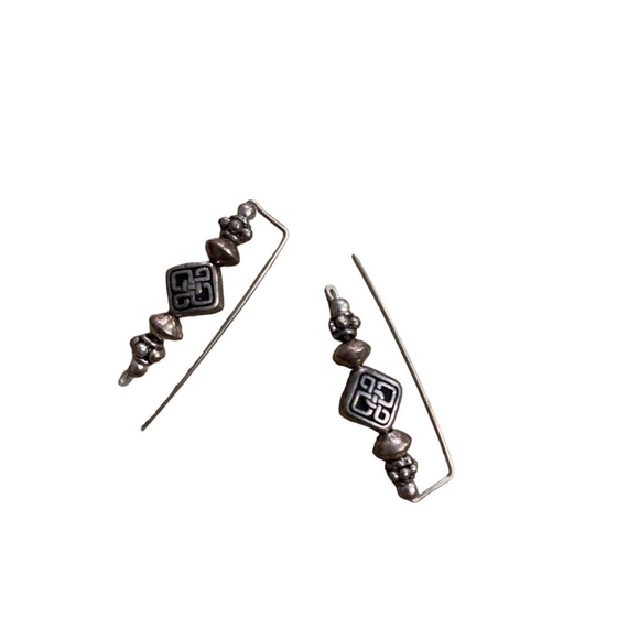 Silver Necklace & Earring Set Tribal Design Shapes - Picture 3 of 7